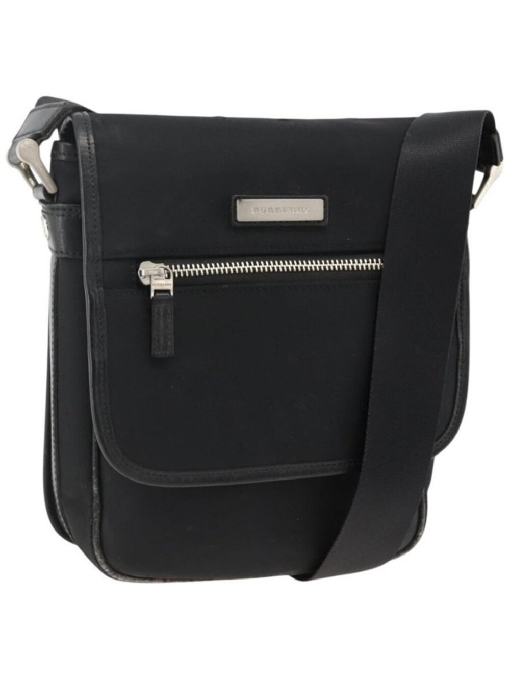 Authentic BURBERRY Shoulder Bag Nylon Black Silver